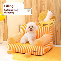 HKM-3291965 Universal Removable and Washable Pet Kennel Sofa in Orange Stripe and Coffee Ribbon Stripes