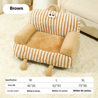 HKM-3291965 Universal Removable and Washable Pet Kennel Sofa in Orange Stripe and Coffee Ribbon Stripes