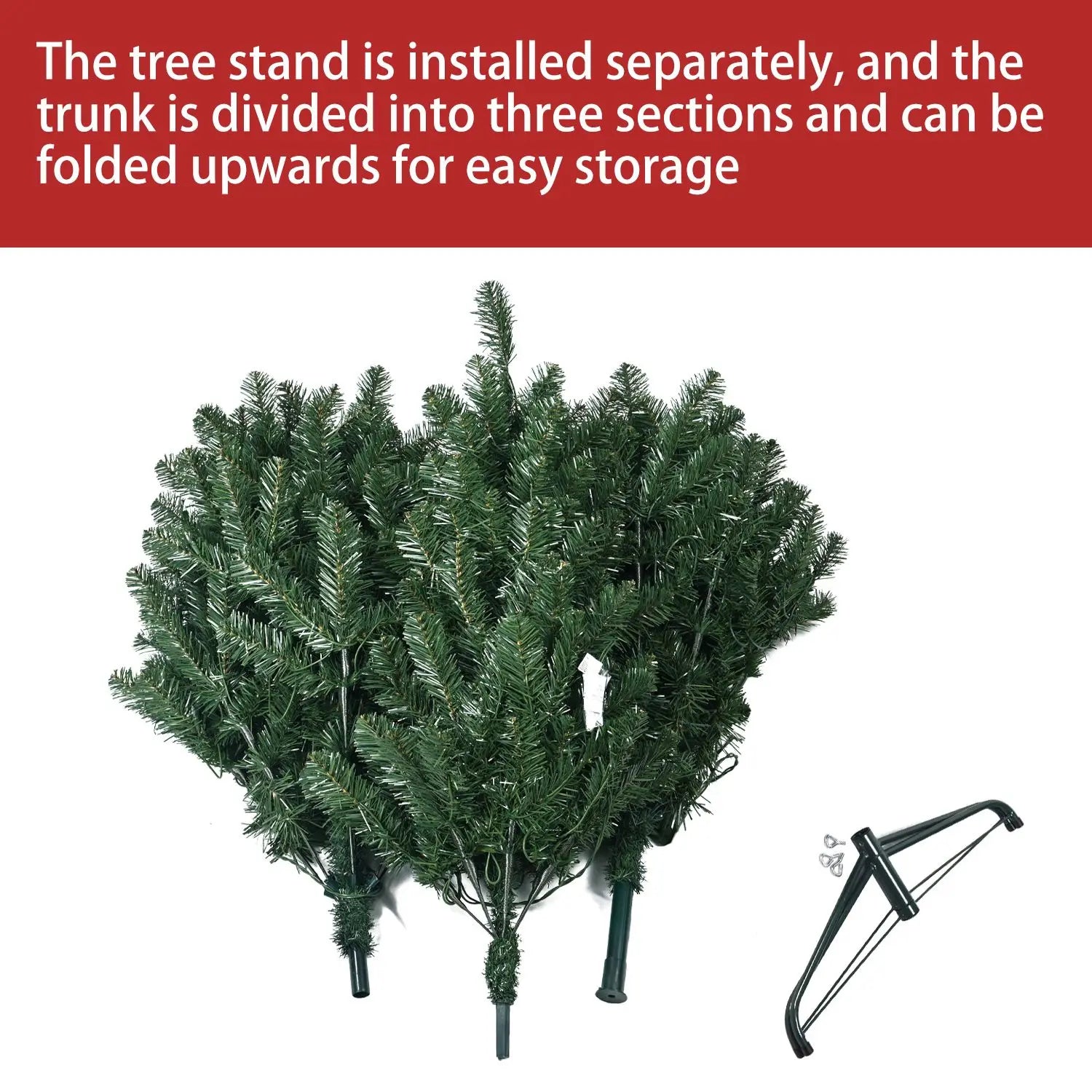 HKM-329235 9ft Pre-Lit Green PVC Hinged Artificial Christmas Tree, Fireproof and Eco-Friendly