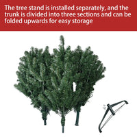 HKM-329235 9ft Pre-Lit Green PVC Hinged Artificial Christmas Tree, Fireproof and Eco-Friendly