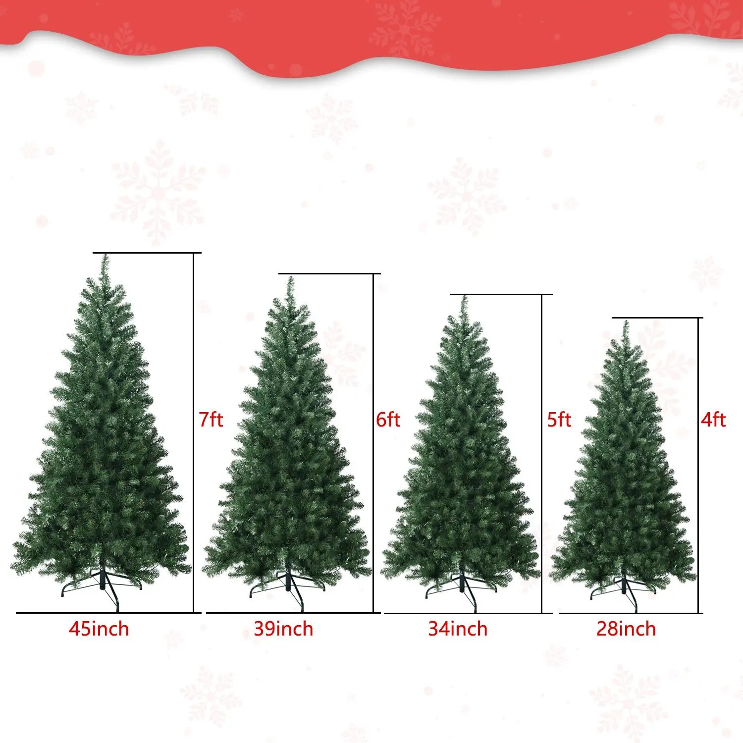 HKM-329235 9ft Pre-Lit Green PVC Hinged Artificial Christmas Tree, Fireproof and Eco-Friendly