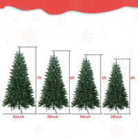 HKM-329235 9ft Pre-Lit Green PVC Hinged Artificial Christmas Tree, Fireproof and Eco-Friendly