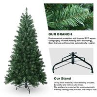 HKM-329235 9ft Pre-Lit Green PVC Hinged Artificial Christmas Tree, Fireproof and Eco-Friendly
