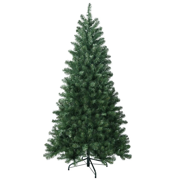 HKM-329235 9ft Pre-Lit Green PVC Hinged Artificial Christmas Tree, Fireproof and Eco-Friendly