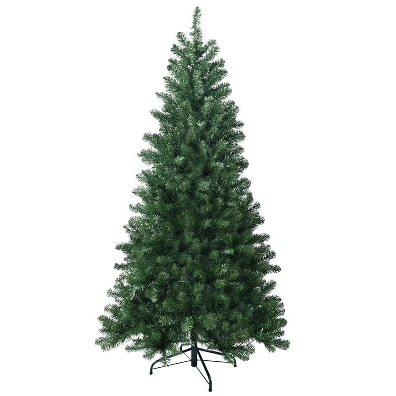HKM-329235 9ft Pre-Lit Green PVC Hinged Artificial Christmas Tree, Fireproof and Eco-Friendly