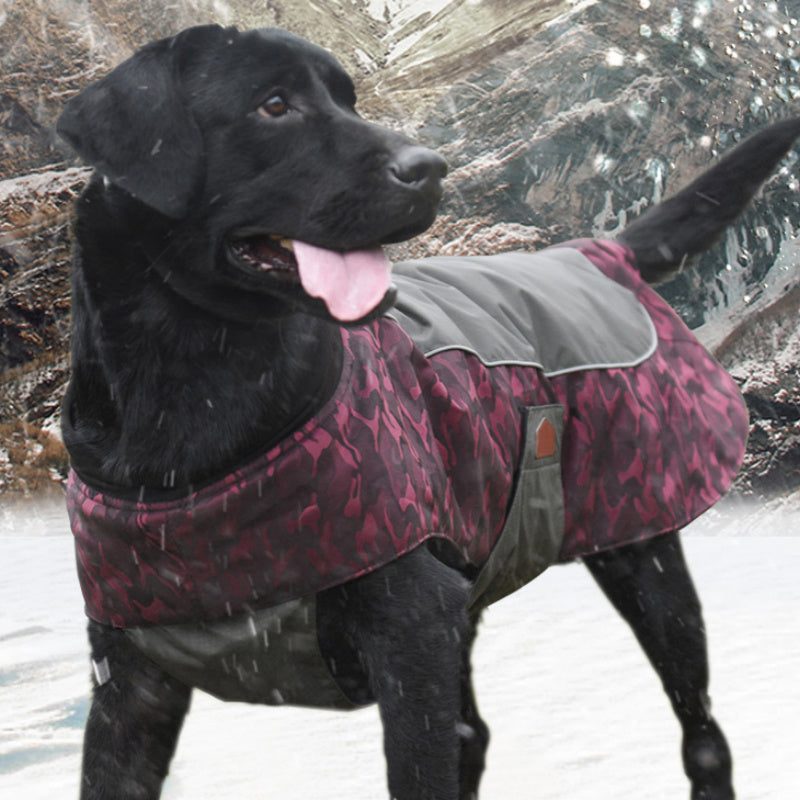 HKM-329299 Winter Sports Jacket for Medium and Large Dogs - Windproof and Warm in Army Green, Sapphire Blue, Fuchsia