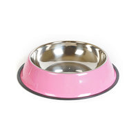 HKM-3293501 Dual-Function Pet Bowl with Stainless Steel and Melamine - Non-Slip, Heat-Resistant Design