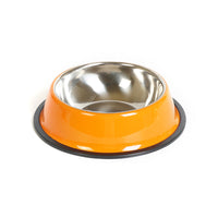 HKM-3293501 Dual-Function Pet Bowl with Stainless Steel and Melamine - Non-Slip, Heat-Resistant Design