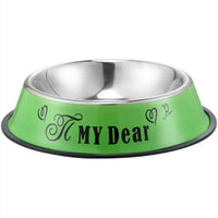 HKM-3293501 Dual-Function Pet Bowl with Stainless Steel and Melamine - Non-Slip, Heat-Resistant Design