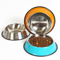 HKM-3293501 Dual-Function Pet Bowl with Stainless Steel and Melamine - Non-Slip, Heat-Resistant Design