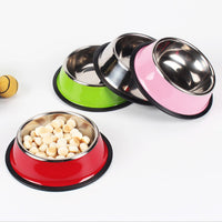 HKM-3293501 Dual-Function Pet Bowl with Stainless Steel and Melamine - Non-Slip, Heat-Resistant Design