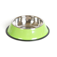 HKM-3293501 Dual-Function Pet Bowl with Stainless Steel and Melamine - Non-Slip, Heat-Resistant Design