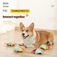 HKM-3294141 Durable Plush Dog Toy in Fun Frisbee Shapes with Squeaker, 15CM Diameter