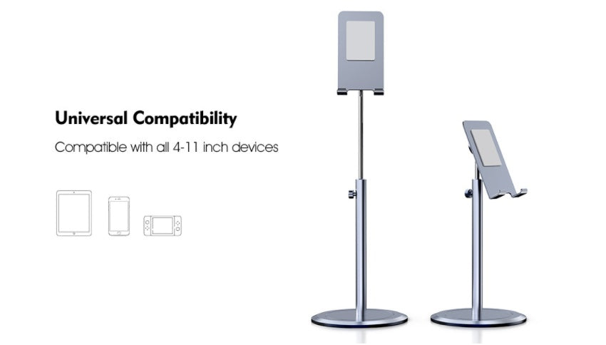 HKM-329491 Aluminum Alloy Telescopic Desktop Bracket for Mobile Phones and Tablets, Adjustable Size 4-12.9 inches