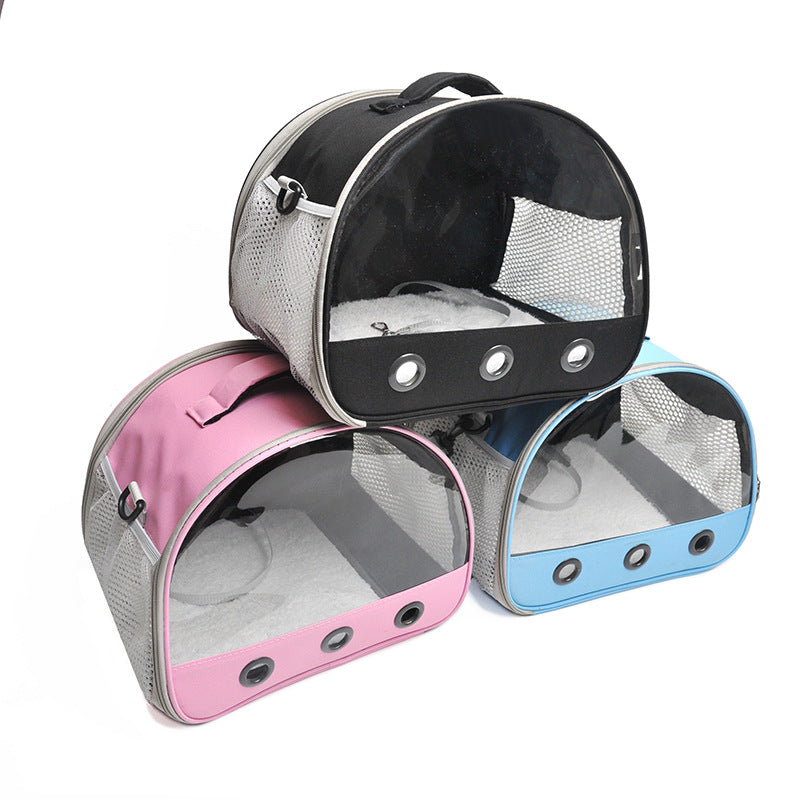 HKM-3296957 Pet Messenger Bag for Hamsters - Portable Shoulder Bag in Black, Light Blue, and Pink, Made of Oxford Cloth and PVC/Nylon