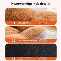 HKM-3297341 Thick Warm Rabbit Plush Round Nest Pet Bed - Detachable, Removable, Washable