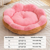 HKM-3297341 Thick Warm Rabbit Plush Round Nest Pet Bed - Detachable, Removable, Washable