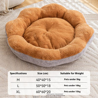 HKM-3297341 Thick Warm Rabbit Plush Round Nest Pet Bed - Detachable, Removable, Washable