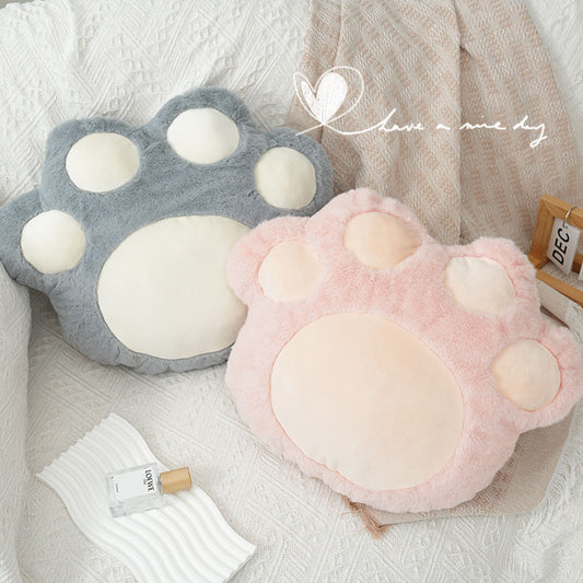 HKM-329747 Plush Cartoon Cat Claw Pillow Waist Cushion for Living Room - Pink & Grey
