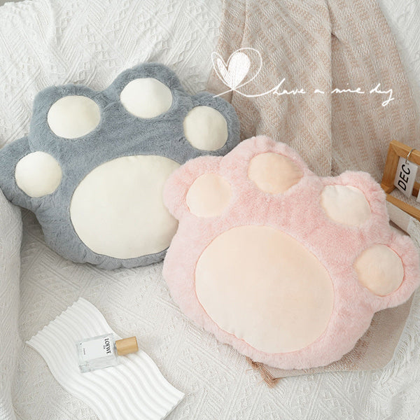 HKM-329747 Plush Cartoon Cat Claw Pillow Waist Cushion for Living Room - Pink & Grey