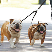 HKM-3298877 Cowhide Leather Double Hook Traction Rope for Two Dogs - 70CM Length, Soft and Durable Design