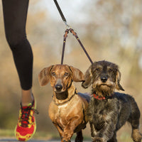 HKM-3298877 Cowhide Leather Double Hook Traction Rope for Two Dogs - 70CM Length, Soft and Durable Design
