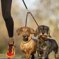 HKM-3298877 Cowhide Leather Double Hook Traction Rope for Two Dogs - 70CM Length, Soft and Durable Design