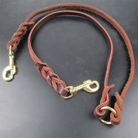 HKM-3298877 Cowhide Leather Double Hook Traction Rope for Two Dogs - 70CM Length, Soft and Durable Design