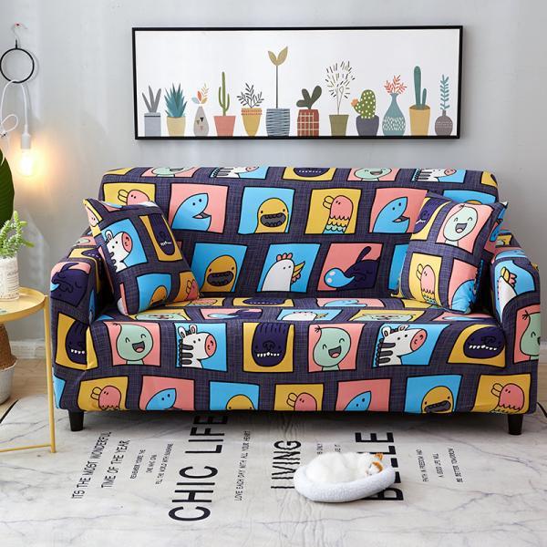 HKM-330003 Printed Polyester and Spandex Sofa Cover - Reactive Dye, Fade Resistant