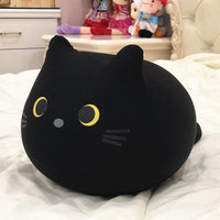 HKM-330067 Black and White Smiling Kitten Plush Doll - 32 cm Soft Filling