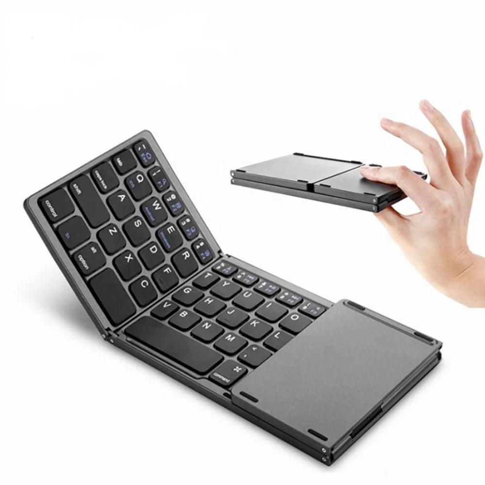 HKM-330195 Portable Mini Foldable Wireless Keyboard with Touchpad for Windows, Android, iOS Devices