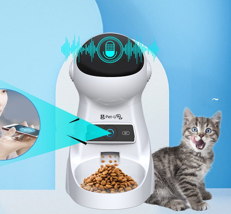 HKM-3302845 Programmable Automatic Pet Feeder with Timed Feeding and Recording Features