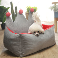 HKM-3303101 Crown-Shaped Removable & Washable Pet Bed for Small to Medium Dogs and Cats