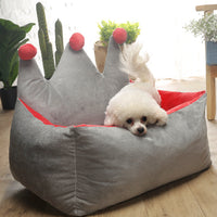 HKM-3303101 Crown-Shaped Removable & Washable Pet Bed for Small to Medium Dogs and Cats
