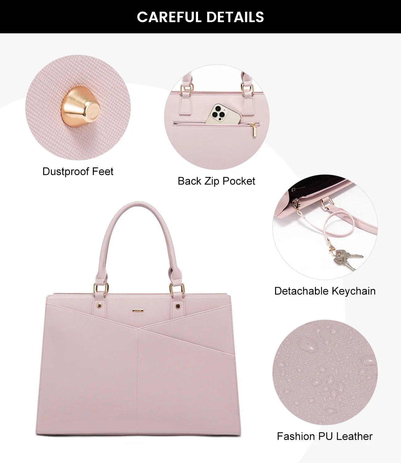 HKM-330323 Classic Designer Leather Laptop Tote Bag for 15.6 Inch Devices, Ladies Large Capacity Hand Bag