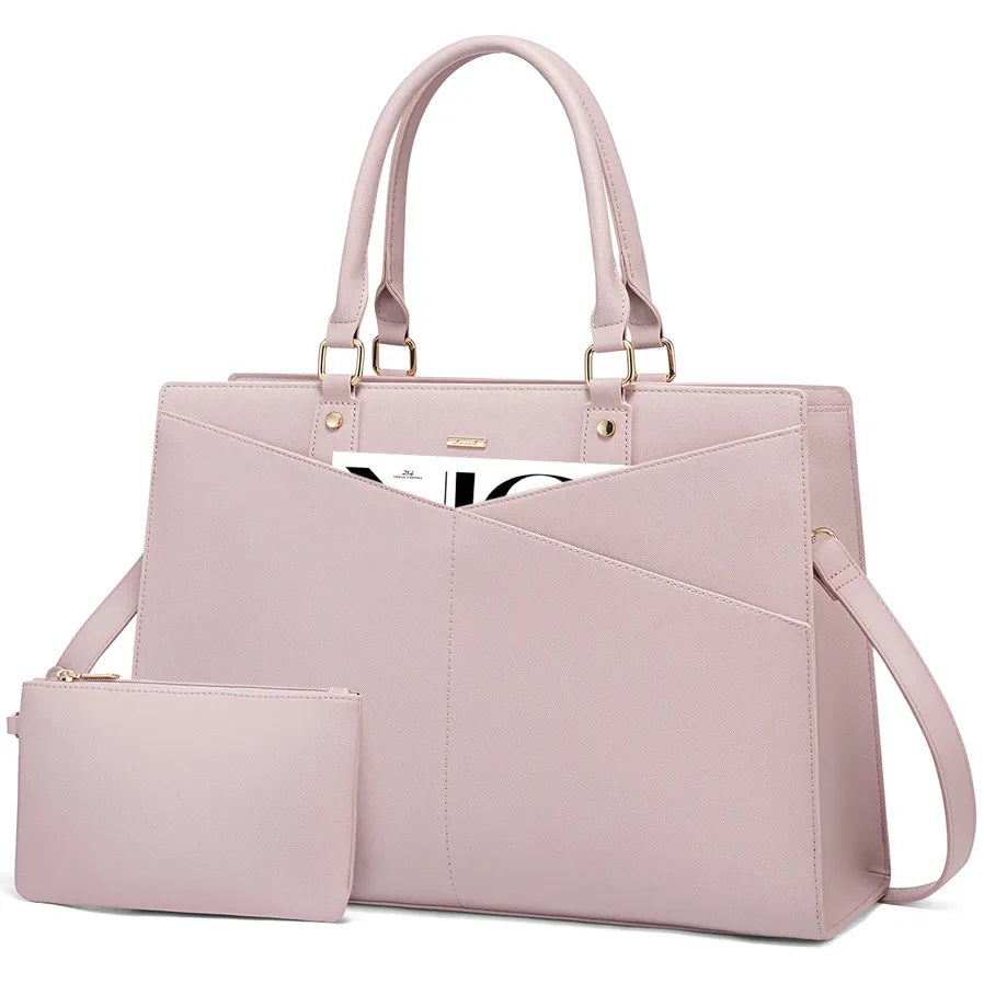 HKM-330323 Classic Designer Leather Laptop Tote Bag for 15.6 Inch Devices, Ladies Large Capacity Hand Bag