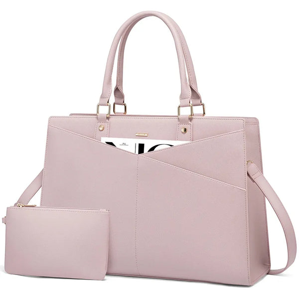 HKM-330323 Classic Designer Leather Laptop Tote Bag for 15.6 Inch Devices, Ladies Large Capacity Hand Bag