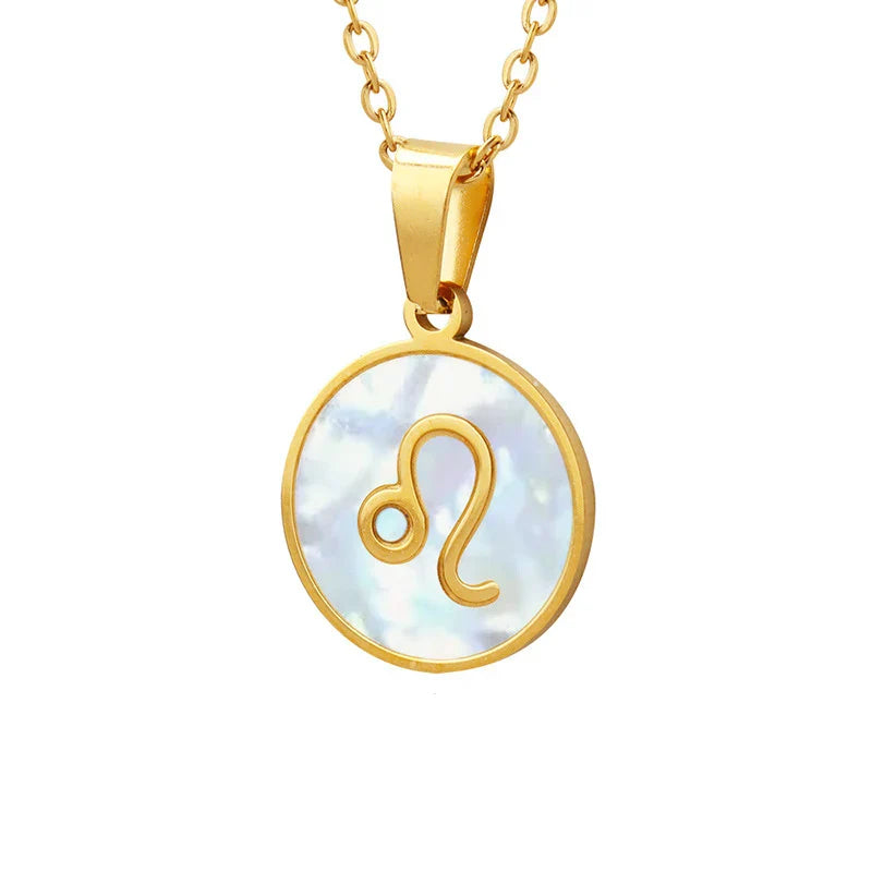 HKM-330323 Designer White Seashell Necklace Woman Gold Plated Stainless Steel Pendant Necklace Jewelry