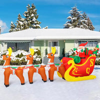 HKM-330387 12 FT Inflatable Santa Sleigh with Reindeer - Outdoor Christmas Decoration with LED Lights