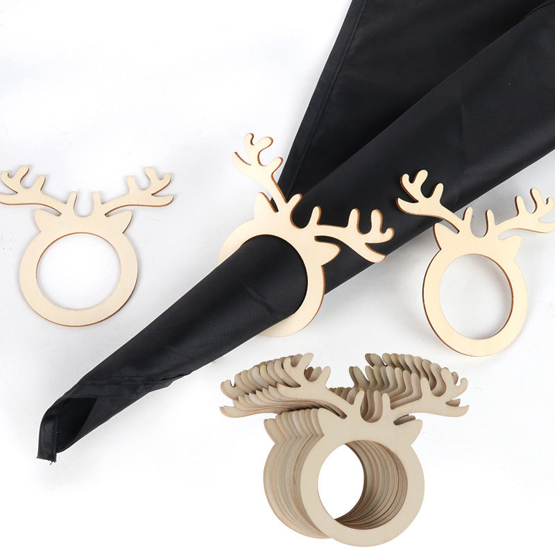 HKM-330387 Decorative Napkin Rings Set of 10, Poplar Plywood for Elegant Table Settings