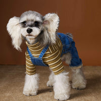 HKM-3304637 Fleece-Lined Denim Jeans for Dogs - Cozy Autumn & Winter Clothing for Small Breeds