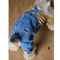 HKM-3304637 Fleece-Lined Denim Jeans for Dogs - Cozy Autumn & Winter Clothing for Small Breeds