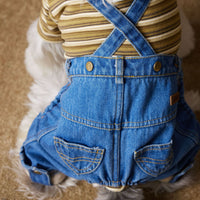 HKM-3304637 Fleece-Lined Denim Jeans for Dogs - Cozy Autumn & Winter Clothing for Small Breeds