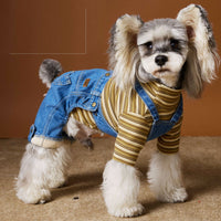 HKM-3304637 Fleece-Lined Denim Jeans for Dogs - Cozy Autumn & Winter Clothing for Small Breeds