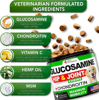 HKM-3304893 Dog Hip and Joint Supplement Chews with Glucosamine and Chondroitin - 240 Count