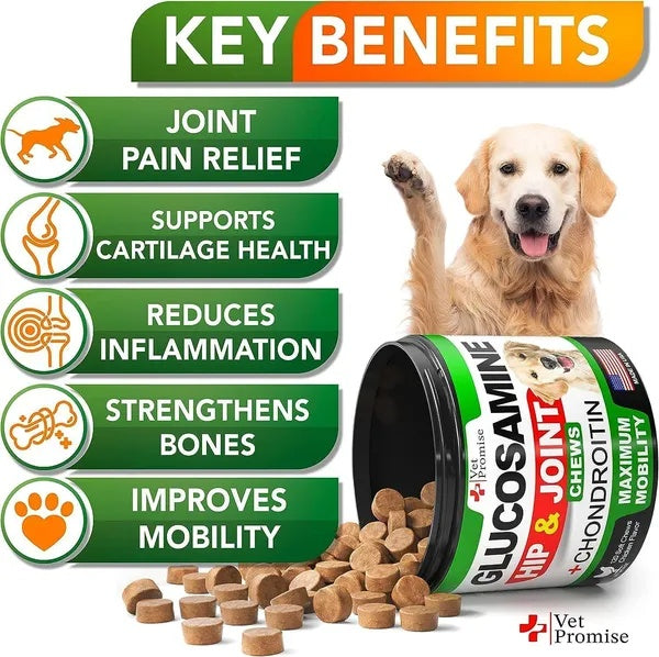 HKM-3304893 Dog Hip and Joint Supplement Chews with Glucosamine and Chondroitin - 240 Count