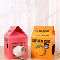 HKM-3305021 Detachable Cartoon House Cat Scratch Board with Durable Corrugated Paper Design