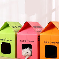 HKM-3305021 Detachable Cartoon House Cat Scratch Board with Durable Corrugated Paper Design