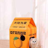 HKM-3305021 Detachable Cartoon House Cat Scratch Board with Durable Corrugated Paper Design