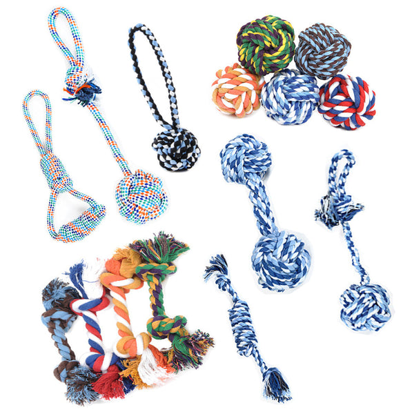HKM-3305661 Cotton Rope Chew Toy for Dogs - Knot Ball for Teething and Stress Relief